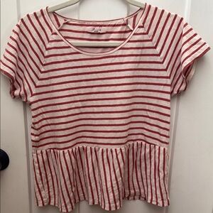 Madewell Red and White Striped Peplum Top size small